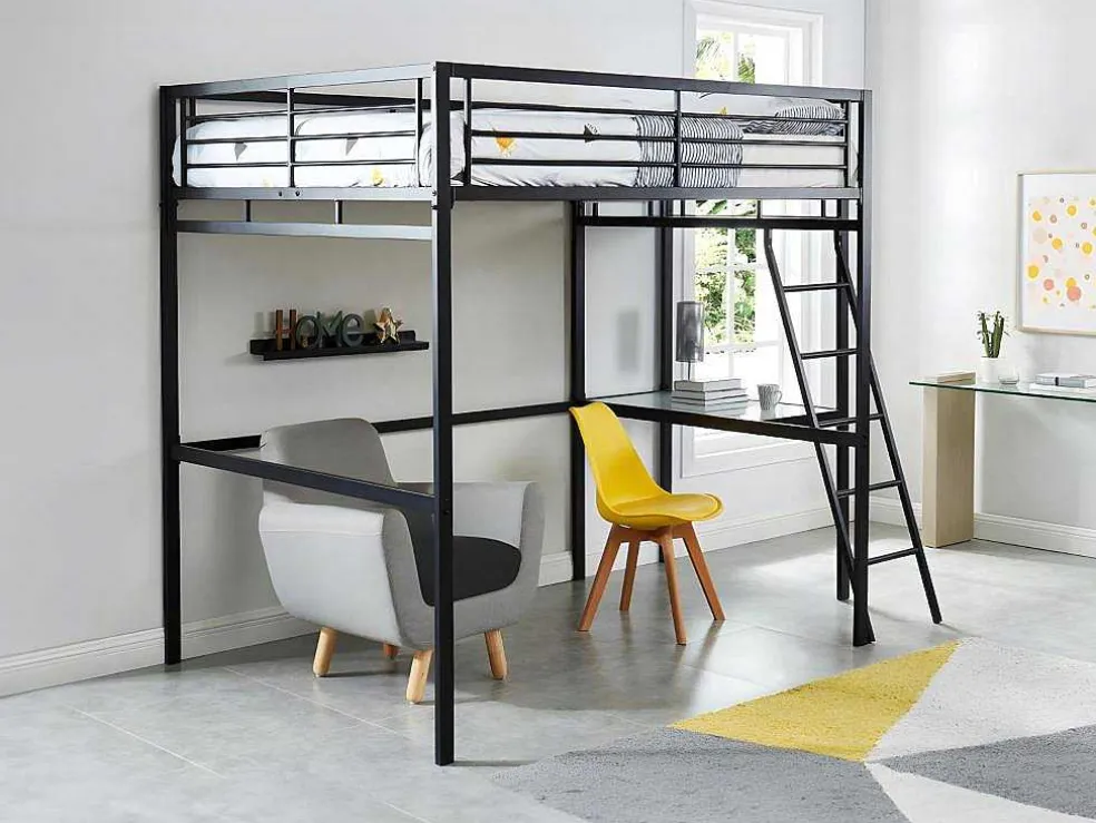 Hoogslaper Casual Ii - Bed 140 X 190 Cm - Bureau - Antraciet
