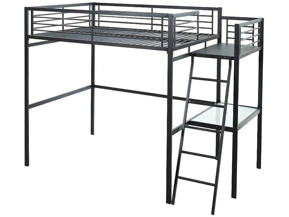 Hoogslaper Casual - Met Bureau - Kleur: Antraciet - Inclusief Matras 140 X 190 Cm