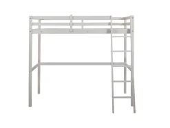 Hoogslaper Gedeon Ii - 90 X 190 Cm - Massief Grenen - Gebleekt + Matras