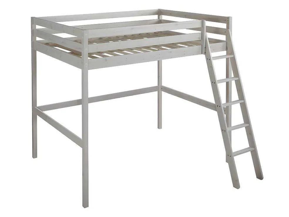 Hoogslaper Gedeon Ii - 140 X 190 Cm - Massief Grenen - Gebleekt + Matras