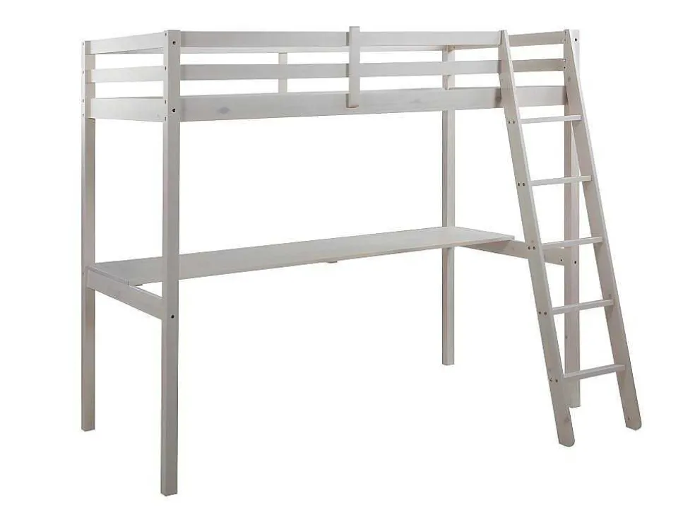 Hoogslaper Gedeon - 90 X 190 Cm - Met Bureau - Massief Grenen - Gebleekt