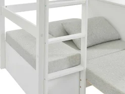 Hoogslaper Goliath Ii Met Bureau, Bedbank En Opbergruimte - 90 X 200 Cm - Massief Grenen - Gebleekt