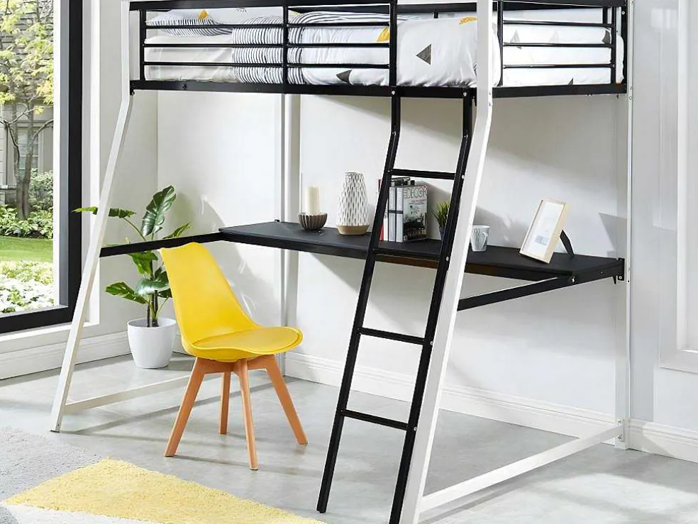 Hoogslaper Malicia - 90 X 190 Cm - Met Hoekbureau - Zwart En Wit + Matras