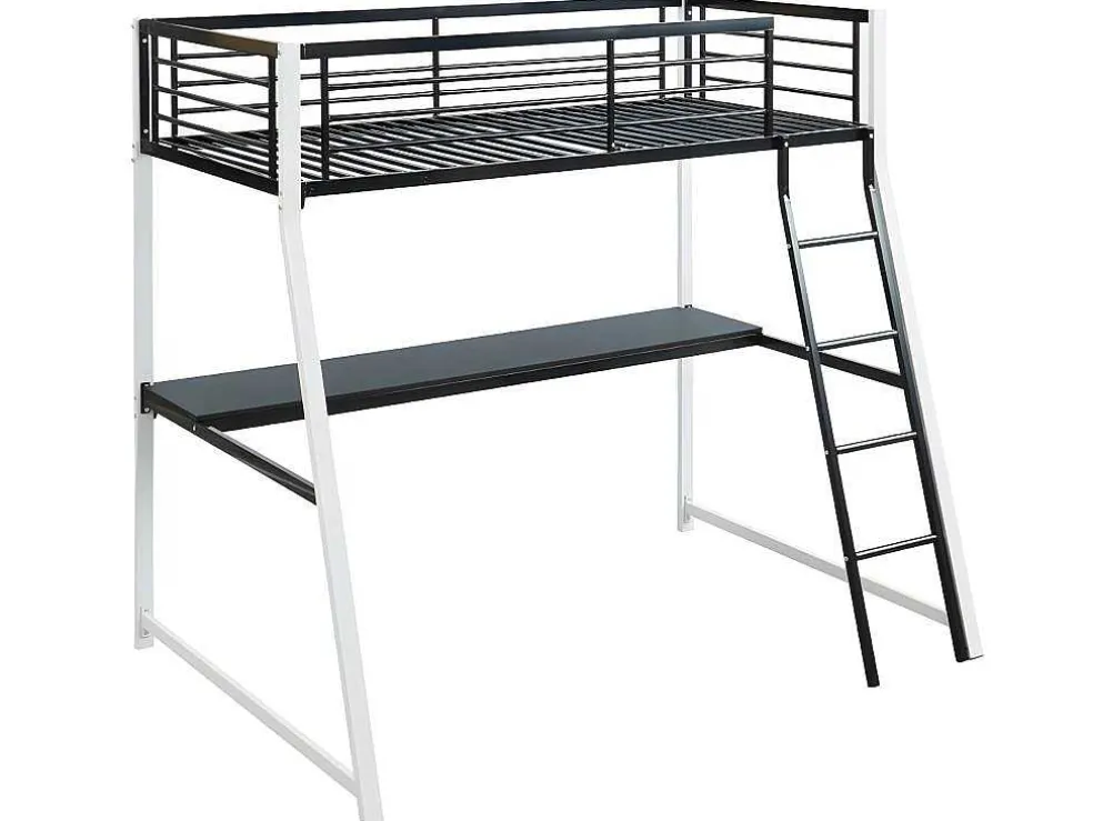 Hoogslaper Malicia - 90 X 190 Cm - Met Hoekbureau - Zwart En Wit + Matras