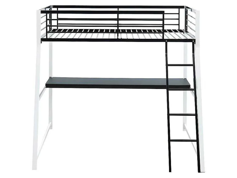 Hoogslaper Malicia - 90 X 190 Cm - Met Hoekbureau - Zwart En Wit + Matras