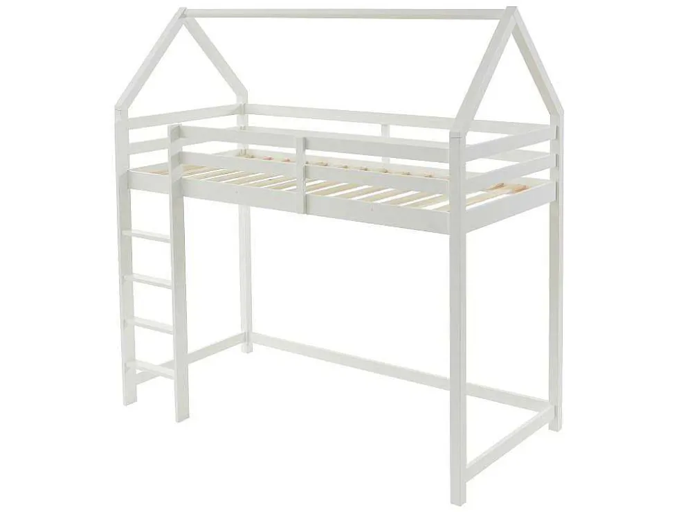 Hoogslaper 90 X 190 Cm - Grenen - Wit + Matras - Tarzia