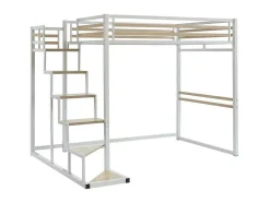 Hoogslaper 140 X 200 Cm - Metaal En Mdf - Wit - Jogui