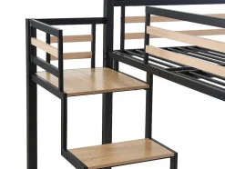 Hoogslaper 140 X 200 Cm - Metaal En Mdf - Zwart En Naturel - Jogui