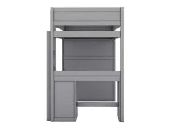 Hoogslaper 90 X 200 Cm Met Bureau + 2 Laden - Kledingkast Met Schuifdeur - Mdf Hout - Grijs