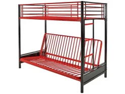 Hoogslaper 90 X 190 Cm - Met Slaapbank - Metaal - Zwart En Rood + Futon - Modulo V