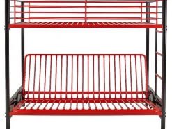 Hoogslaper 90 X 190 Cm - Met Slaapbank - Metaal - Zwart En Rood + Futon - Modulo V