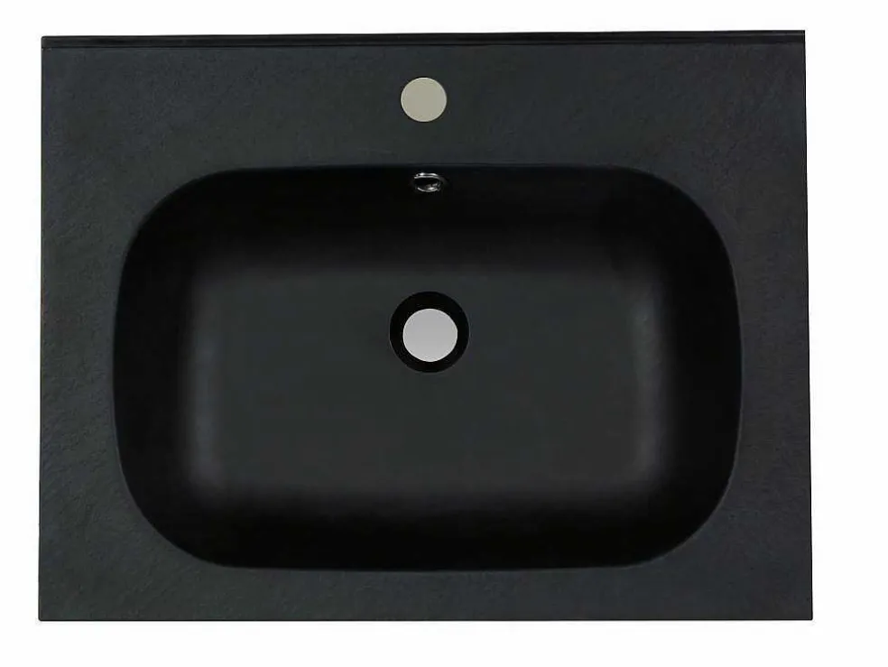 Inbouwwastafel In Hars Met Steenlook - Zwart - L60 X B46 Cm - Okiwa