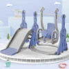 4-In-1 Glijbaan Met Schommel En Basketbalstandaard Voor Kinderen, Klimladder, Voor Binnen En Buiten, Blauw