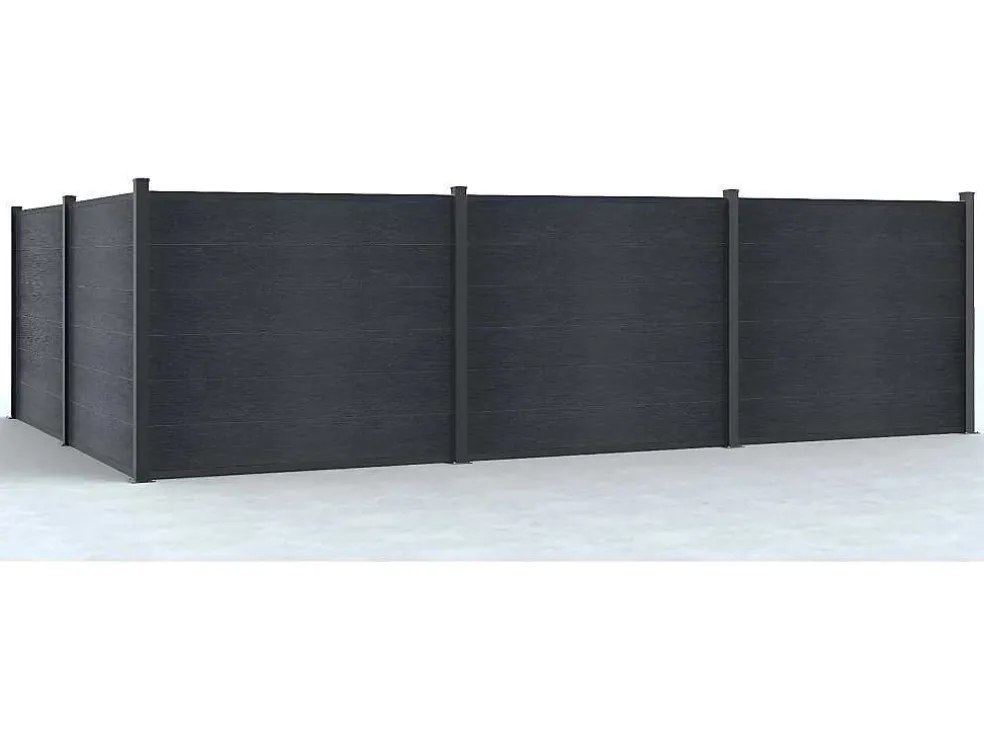 Ingraafbare Omheining H156 Cm - Set 6 Composietplaten + 2 Antracietkleurige Palen - Enola