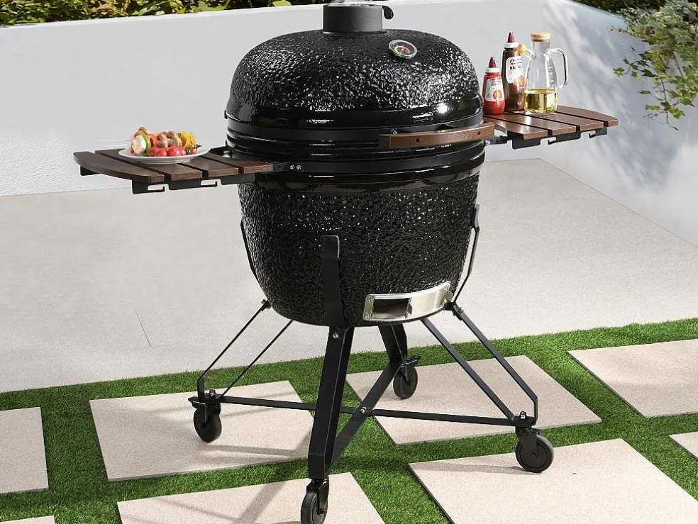Kamado-Houtskoolbarbecue Van Keramiek En Bamboe 67 X 85 X 120 Cm - Ayumi