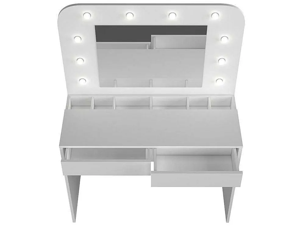 Kaptafel Jospehine - Led-Spiegel En Opbergruimte - Wit