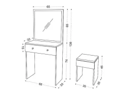 Kaptafel Met Spiegel En Kruk - 1 Lade - Wit - Abonia