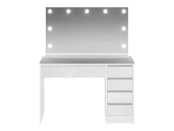 Kaptafel Met Spiegel En Ledverlichting - 5 Lades - Glanzend Wit - Jenemi