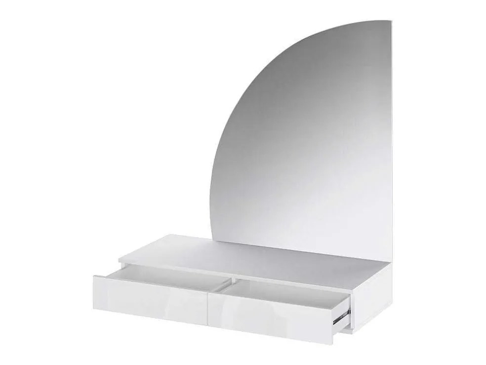 Kaptafel Met Spiegel En Ledverlichting - 2 Lades - Glanzend Wit - Jineza