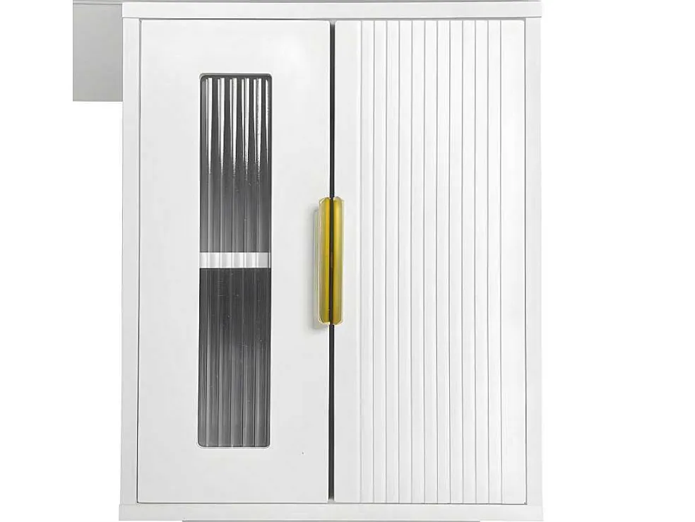 Kaptafel Met Spiegel En Led-Verlichting - 2 Lades En Een Uitneembare Kast - Wit (Kruk Niet Inbegrepen)
