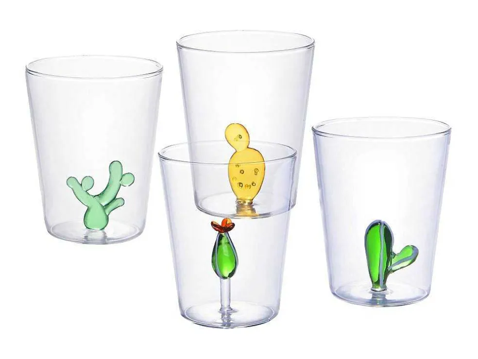 Karaf + Set Van 4 Glazen Met Cactus - Puntia