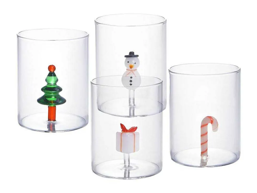 Karaf + Set Van 4 Glazen Met Kerstmotieven - Scopa