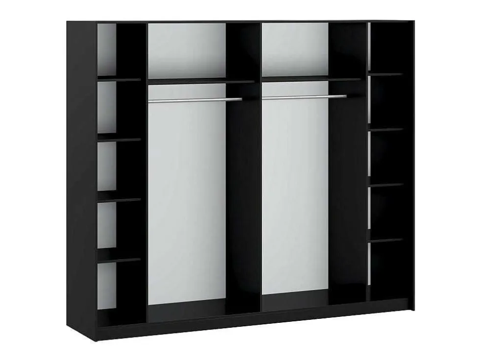 Kast Met 2 Schuifdeuren - Met Spiegel - L244 Cm - Zwart - Nimela