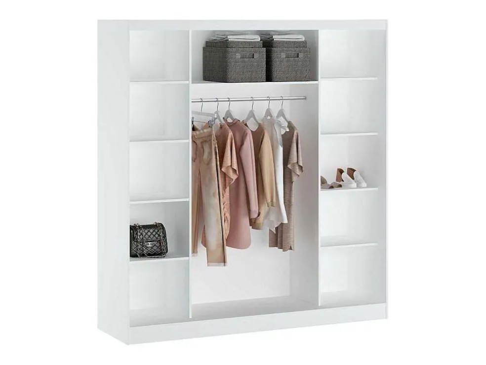 Kast Met 2 Schuifdeuren - Met Spiegel - L200 Cm - Wit - Ochira