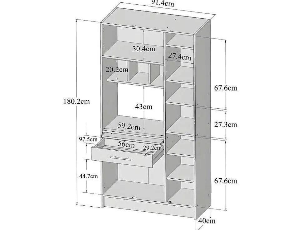 Keukenmeubel Mady - 5 Kasten & 1 Lade - Wit En Eiken
