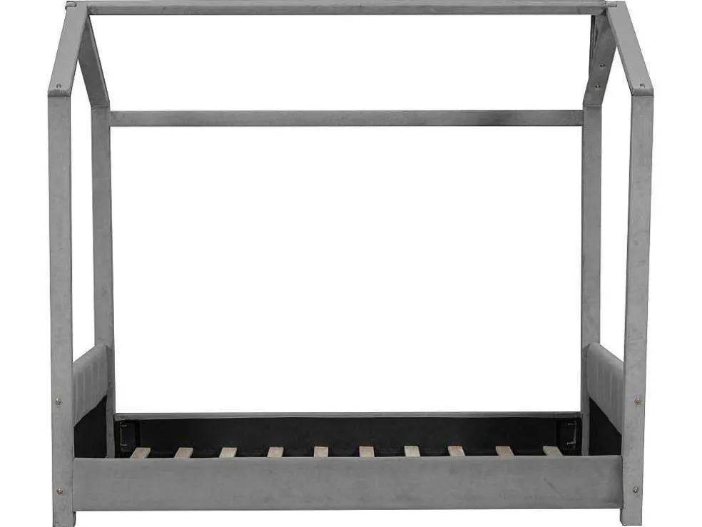 Kinderhutbed 90X200Cm In Fluweel - Lattenbodem - Grijs