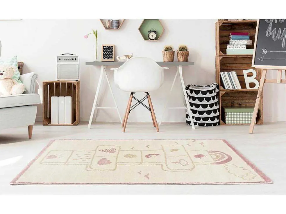 Kindertapijt Hinkelbaan Funny - Polypropyleen - 100 X 150 Cm - Beige En Roze