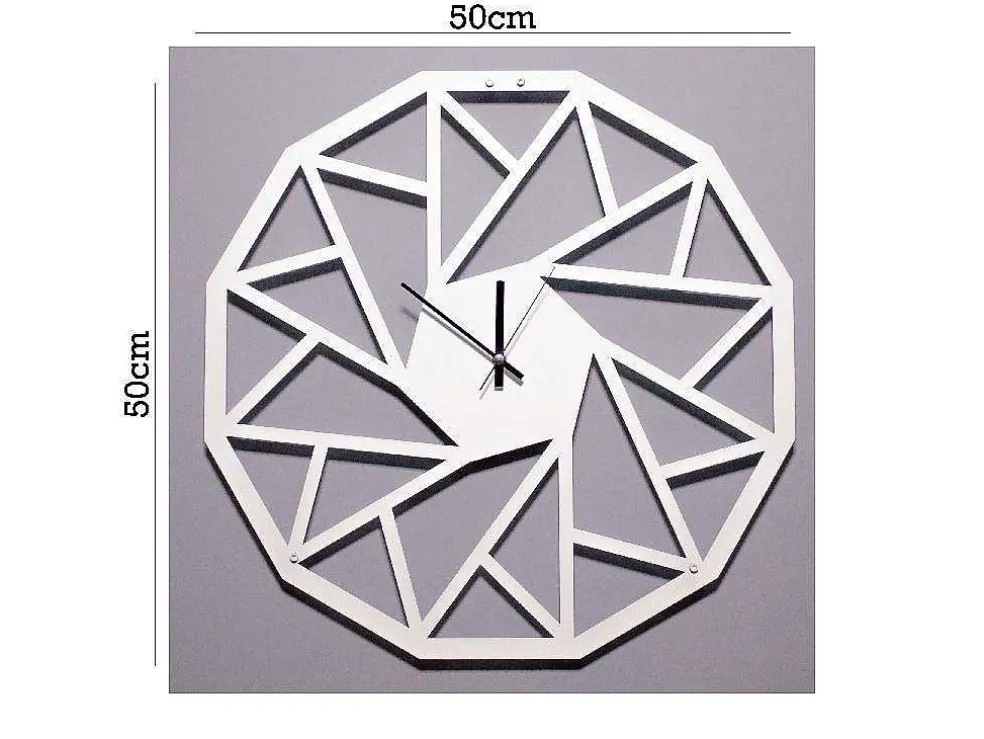 Klok Geometrisch 1, Wit, Zwart, 50X1,5X50 Cm, Epikasa