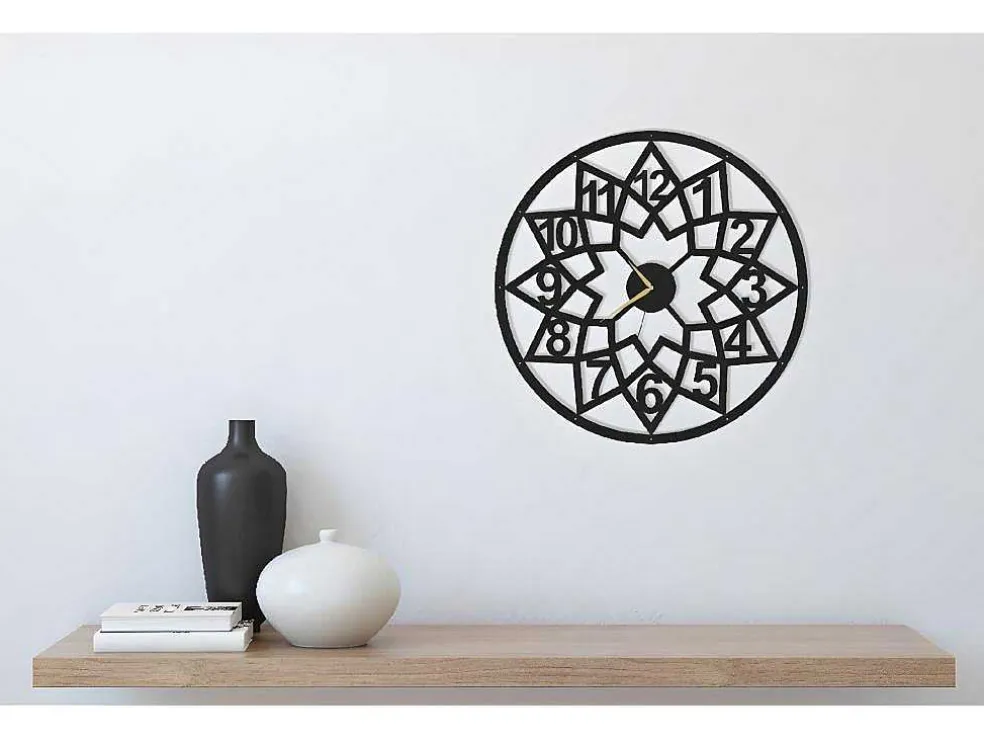 Klok Geometrisch 4, Zwart, 50X1,5X50 Cm, Epikasa
