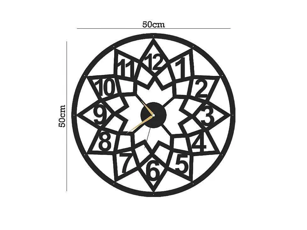 Klok Geometrisch 4, Zwart, 50X1,5X50 Cm, Epikasa
