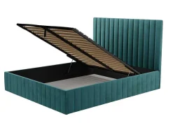 Kofferbed En Hoofdbord Met Verticale Stiksels - 160 X 200 Cm - Fluweel - Eendblauw - Larali - Van Pascal Morabito