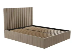 Kofferbed Met Hoofdbord Met Verticale Naden - 160 X 200 Cm - Velours - Taupe - Larali - Van Pascal Morabito
