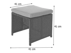 Krukje Van Poly-Rattan Mcw-K35, Zwart, Kussen Lichtgrijs