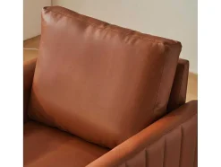 Kunstleren Chesterfield Fauteuil Met Dik Kussen - Goud Metalen Poten - Bruin