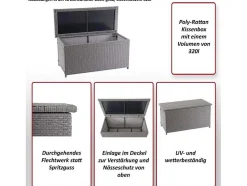 Kussenbox Van Polyrattan Mcw-D88 Iii, Basic Grijs, 51X115X59Cm 250L