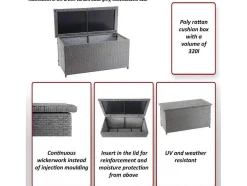 Kussenbox Van Polyrattan Mcw-D88 Iii, Premium Grijs, 51X115X59Cm 250L