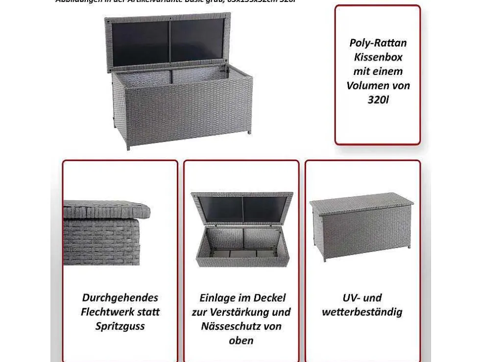 Kussenbox Van Polyrattan Mcw-D88 Iii, Premium Bruin, 63X135X52Cm 320L