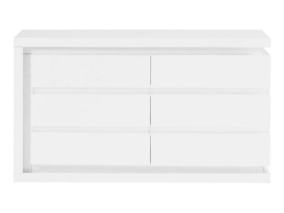 Ladekast Met 6 Lades - Met Ledverlichting - Mdf - Wit Gelakt - Flarancia