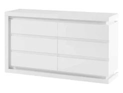 Ladekast Met 6 Lades - Met Ledverlichting - Mdf - Wit Gelakt - Flarancia