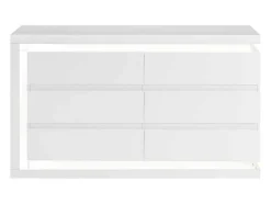 Ladekast Met 6 Lades - Met Ledverlichting - Mdf - Wit Gelakt - Flarancia