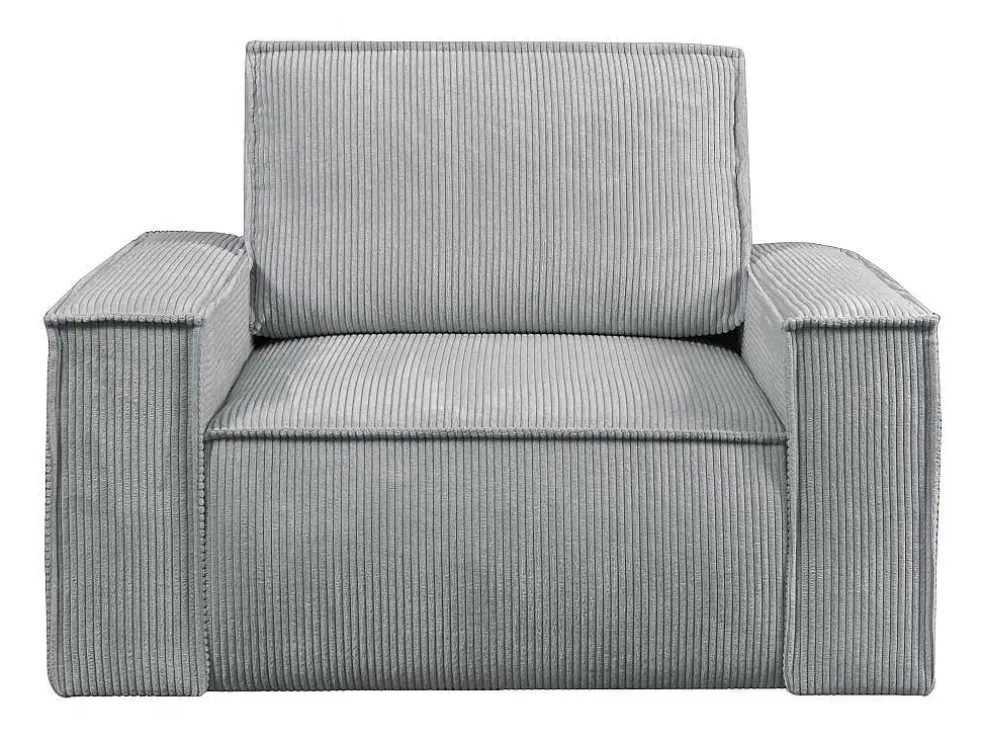 Lichtgrijze Ribfluwelen Fauteuil Amelia