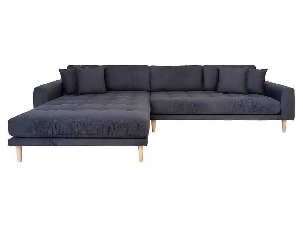 Lido Bank , Loungebank Links Gericht Met 4 Kussens Donkergrijs.