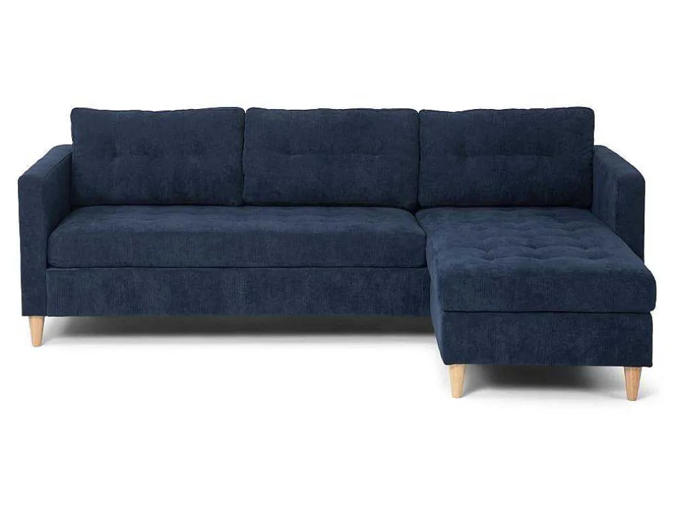 Marino Bank, Chaise Longue Naar Rechts Of Links Gedraaid In Fluweel Blauw.