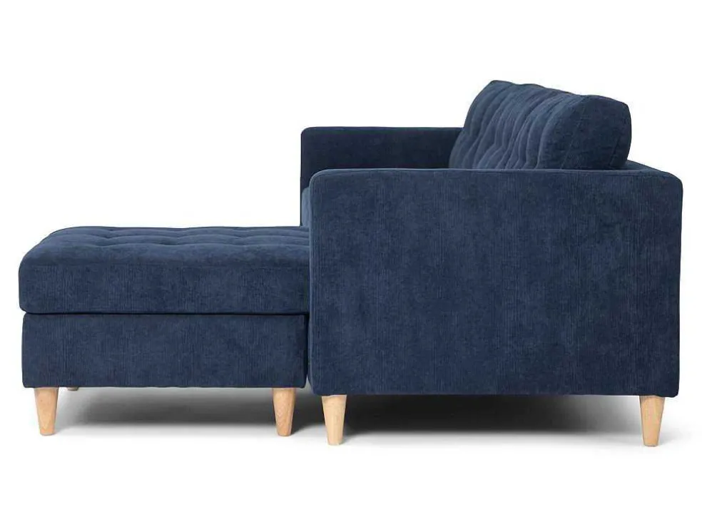 Marino Bank, Chaise Longue Naar Rechts Of Links Gedraaid In Fluweel Blauw.
