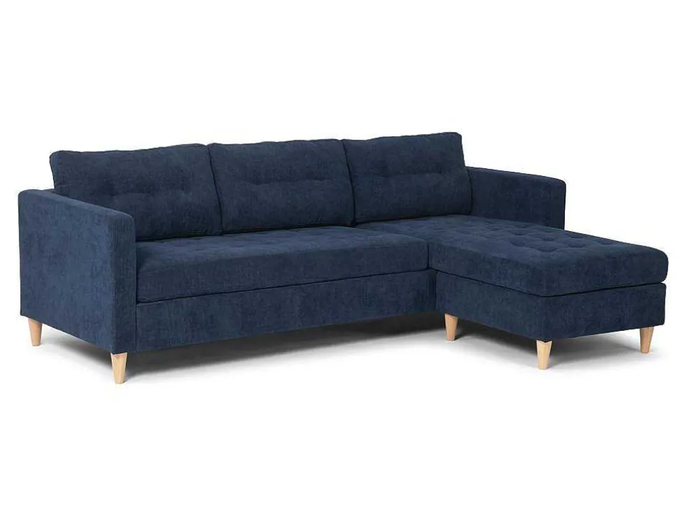 Marino Bank, Chaise Longue Naar Rechts Of Links Gedraaid In Fluweel Blauw.