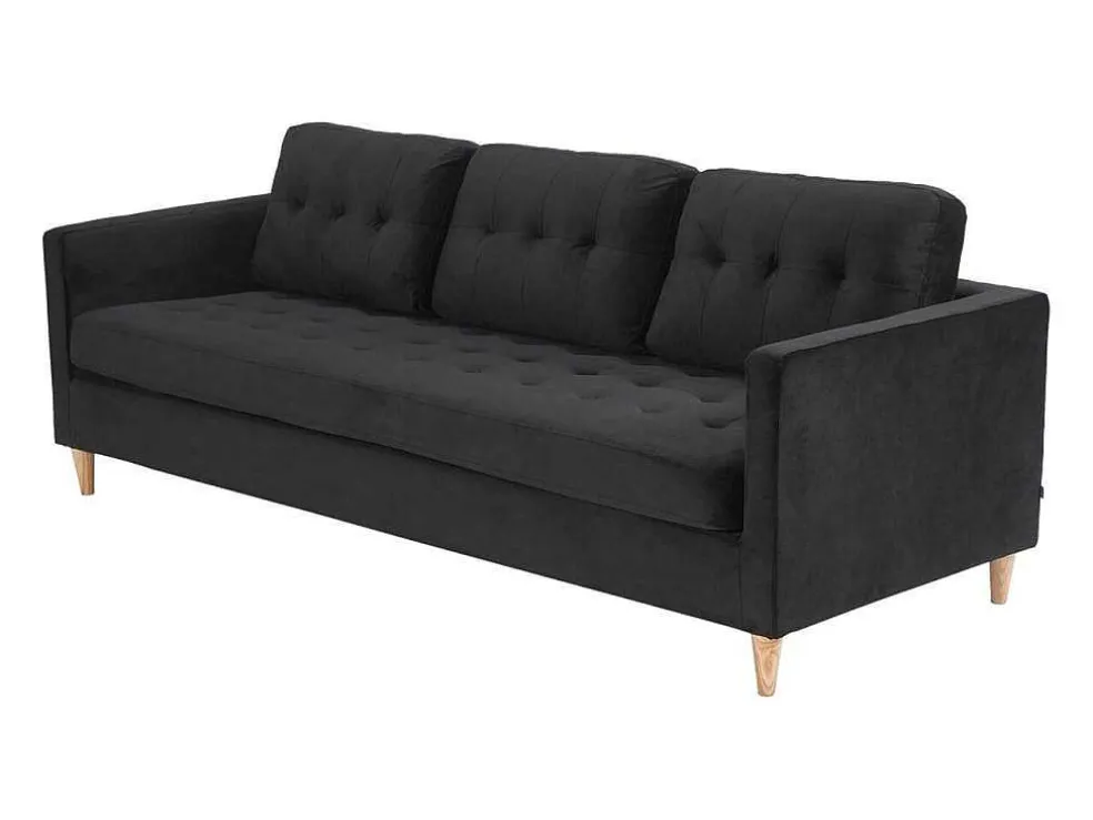 Marino Bank 3 Persoons Velours Zwart.